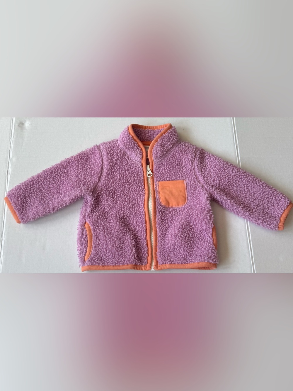 Cat & Jack Baby Girl Lavender Sherpa Fleece Zip Jacket 3-6M